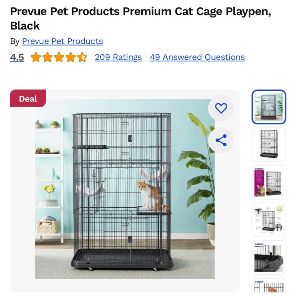 Prevue Premium Cat Cage Playpen, Black